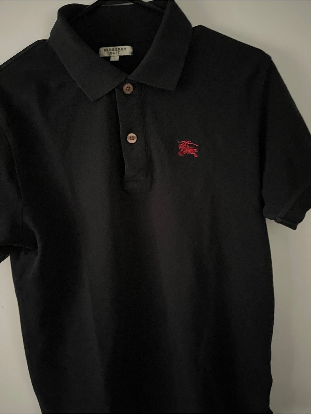 Burberry Black Polo Shirt with Red Logo